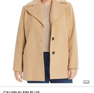 Calvin Klein Plus- Faux Wool Pea Coat